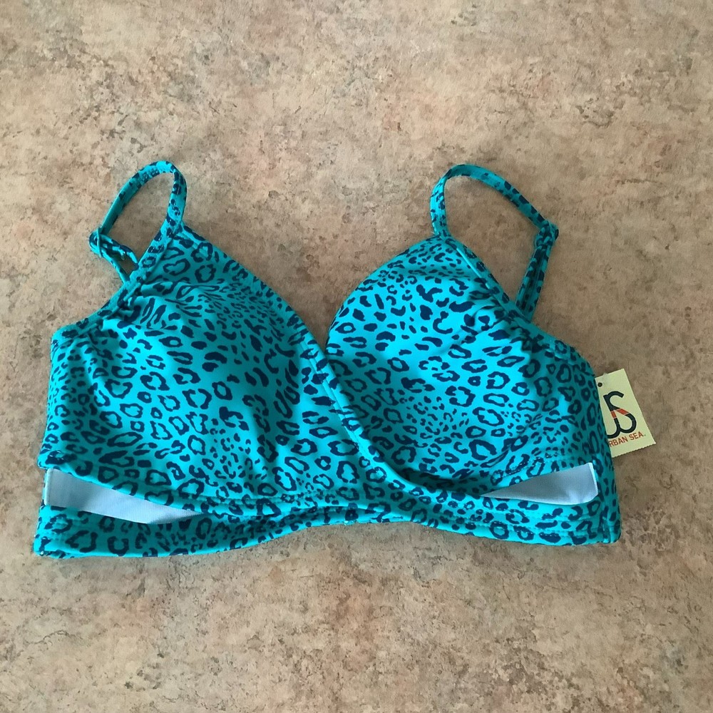 Nwt Urban Sea blue print bikini top size small summer beach swim
